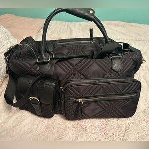 Tommy Bahama Black Quilted Travel Bag with Gold Accents